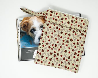 Pochette pour chien, Housse pour chien, Pochette de livre pour chien, Cadeaux personnalisés pour maman, Pochette de livre, Protecteur de livre, Pochette de livre rembourrée, Accessoires de livre