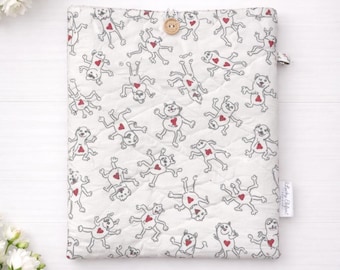 Quilted Kindle Sleeve, Padded Kindle Case, Handmade Book Sleeve, Cute Monkey Print, Book Lover Gift, Cozy Reading Accessory