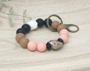 Bead Keychain, Silicone Bead Keychain, Cat Bead Keychain, Car Keychain, Custom Keychain, Cat Keychain, Zipper Pull, New Car Gift