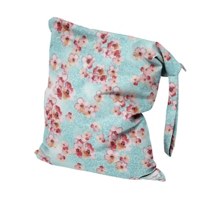 Cherry Blossom Bag, Cherry Blossom Baby, Cherry Blossom Pouch, Wet Bag, Double Zipper Pouch, large wet bag, reusable grocery bag, Baby Gift image 1