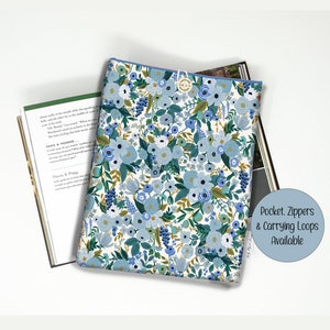 Rifle Paper Sleeve, Rifle Paper Fabric, Rifle Paper Pouch, Floral Book Sleeve, Reader Case, Book Sleeve Zipper, Kindle Case, Book Pouch image 1