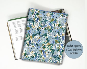 Rifle Paper Sleeve, Rifle Paper Fabric, Rifle Paper Pouch, Floral Book Sleeve, Reader Case, Book Sleeve Zipper, Kindle Case, Book Pouch