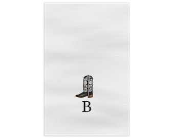 Svart blommig cowboystövel kökshandduk | Västerländsk köksinredning