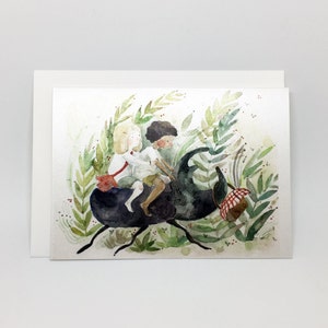 watercolor illustration handmade folded card with envelope