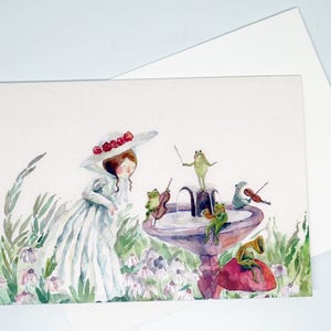 watercolor painting folded card with envelope