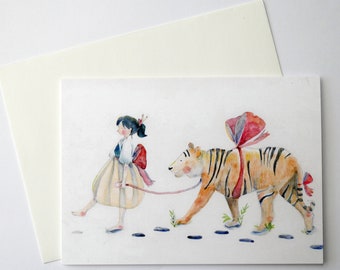watercolor illustration handmade folded card