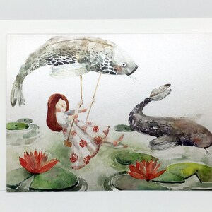 watercolor illustration handmade folded card