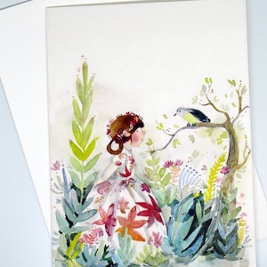 pintura em aquarela cartão dobrado/em branco com envelope