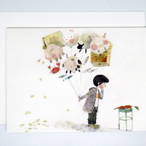 watercolor painting folded/blank card with envelope