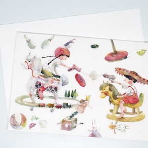 watercolor painting folded/blank card with envelope