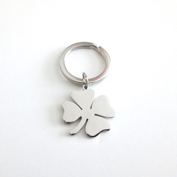 Silver Shamrock Key Ring St Patricks Day Accessory Four Leaf Clover Key Chain Lucky Charm St Patricks Gift for Him Her Irish Key Chain