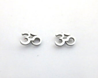Silver Stud Om Earrings Tiny Om Earrings Sacred Jewelry Minimalist Earrings for Women Spiritual Earrings Om Jewelry Yoga Teacher Earrings