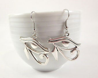 Silver Dangle Eye of Horus Earrings Egyptian God Earrings Drop Earrings for Women Egyptian Jewelry Eye of Ra Earrings