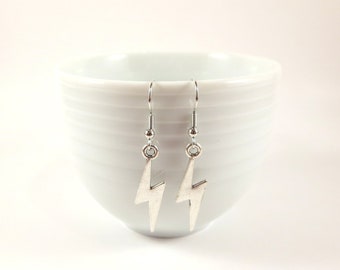 Lightning Bolt Earrings Lightning Jewelry Silver Dangle Earrings Lightning Drop Earrings for Women Earrings for Men