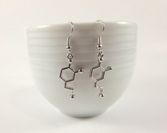 Silver Dangle Dopamine Earrings Science Earrings Drop Biology Earrings Molecule Chemistry Earrings Science Jewelry for Women Science Gifts