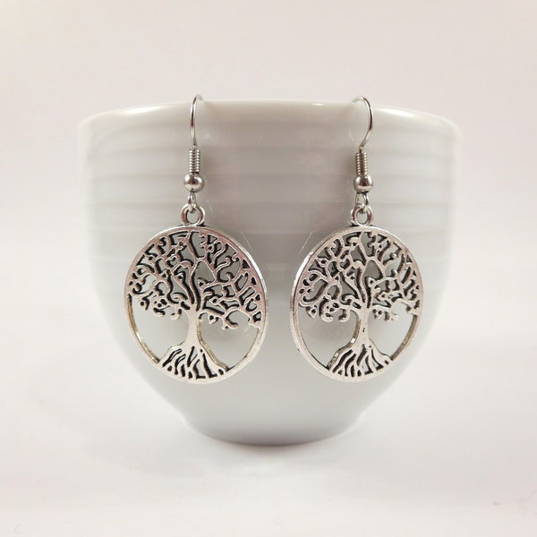 Silver Tree of Life Earrings Nature Jewelry Tree Dangle Earrings Tree Earring for Women Mom Gift for Women Tree of Life Jewelry Drop Earring