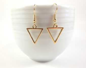Gold Triangle Dangle Earrings Minimalist Jewelry For Women Geometric Drop Earrings Triangle Earrings Gift For Her Triangle Jewelry
