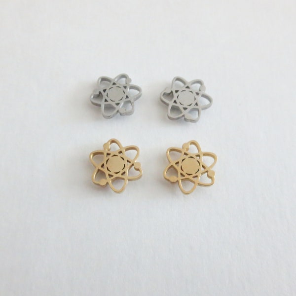 Gold Silver Atom Stud Earrings Science Jewelry Molecular Earrings Chemistry Earrings Science Earrings for Women Science Gift for Physicist