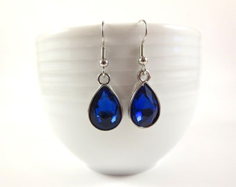 Blue Teardrop Earrings Dangle Birthstone Earrings for Women Sapphire Jewelry September Birthstone Earrings Bridesmaid Gift