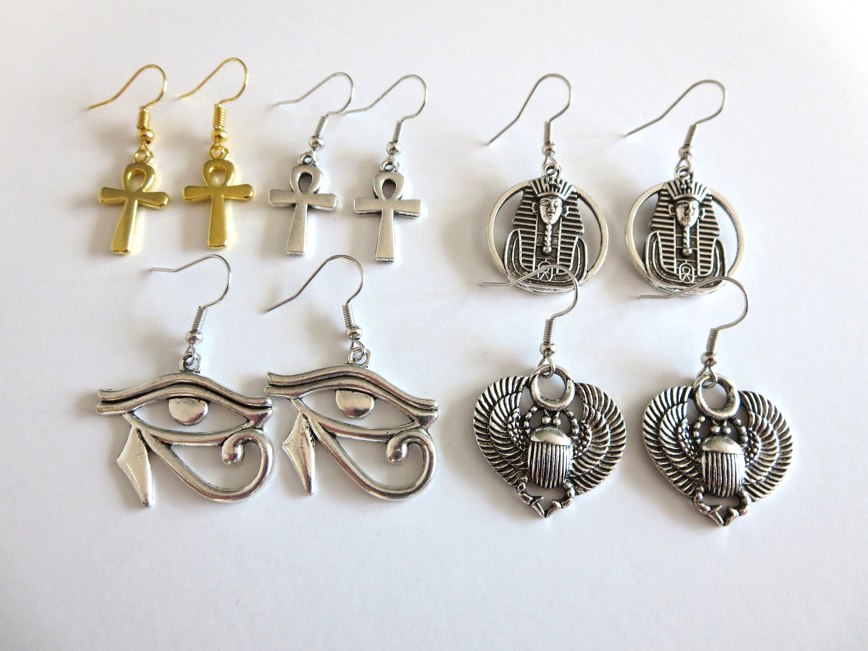 Gold Dangle Eye of Horus Earrings Egyptian God Earrings Drop Etsy