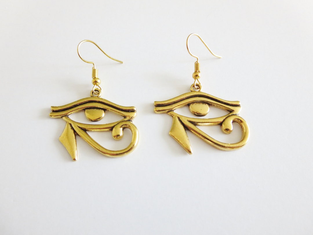 Gold Dangle Eye of Horus Earrings Egyptian God Earrings Drop Earrings for Women Egyptian Jewelry