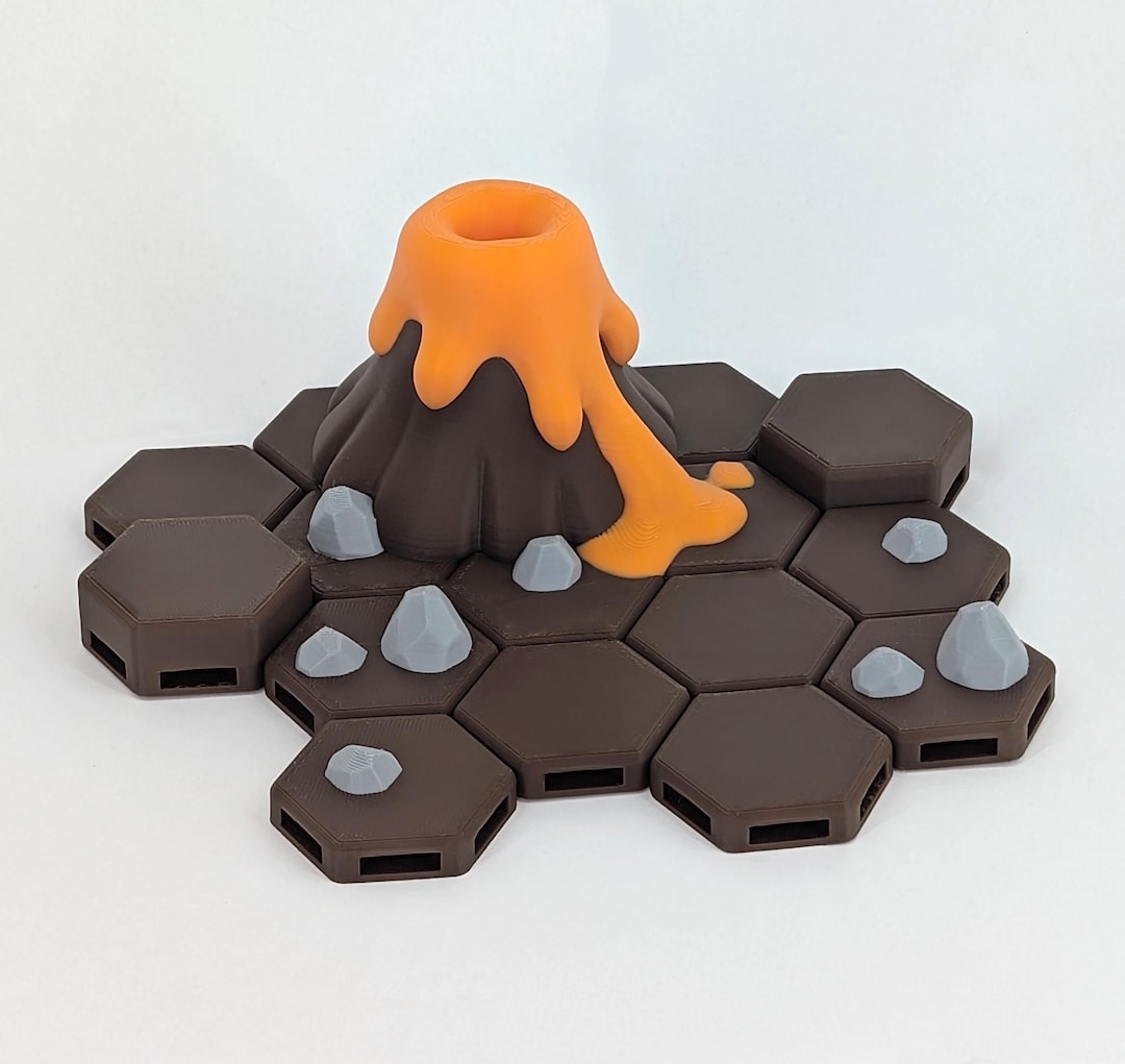 3D Printed Volcano Island Set: Modular Hex Tiles - Etsy