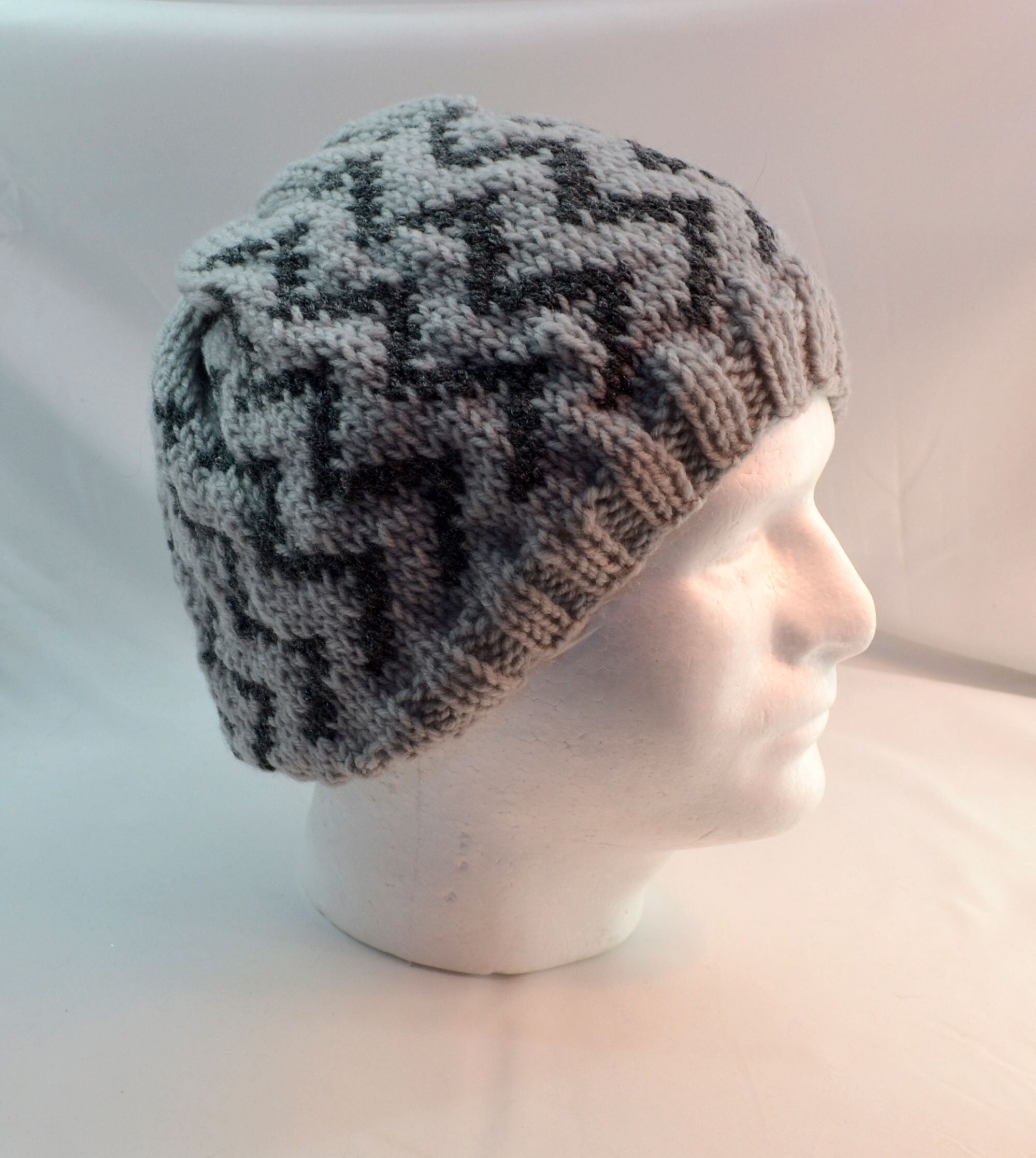 Gray Zigzag Knit Hat - Etsy