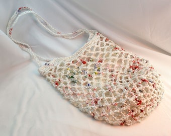 White and Red Net PLARN Bag / Shopping Bag