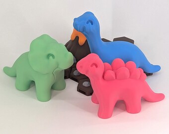 Dinosaurios PLA impresos en 3D: ideales para niños: Brontosaurio, Triceratops, Estegosaurio