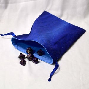 Sparkly Blue Ombre Drawstring Dice Bag, Gift Pouch,   Fully Lined