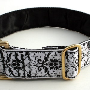 Luxury 1.5 inch wide Dog Collar.. 'DAMASK' Red and White. Sighthound. Galgo. Greyhound. Whippet. Lurcher. Saluki Poodle. Great Dane. etc., image 3