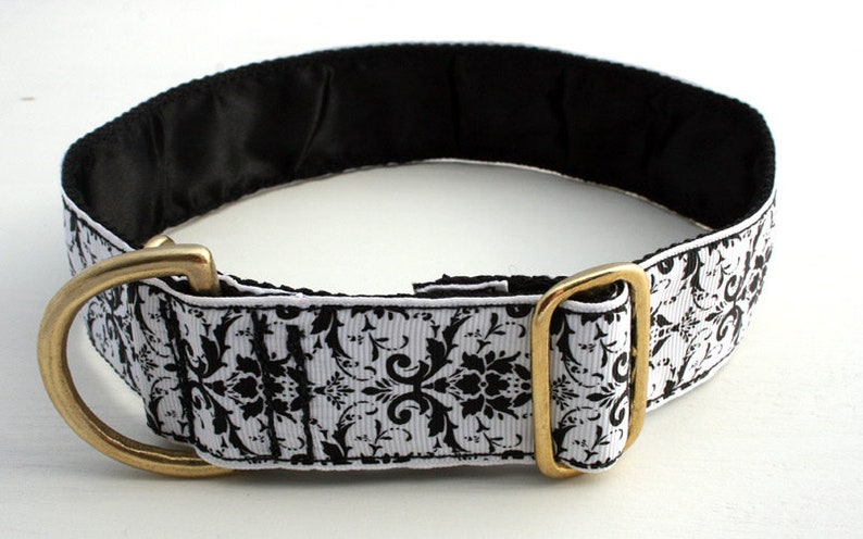 Luxury 1.5 inch wide Dog Collar.. 'DAMASK' Red and White. Sighthound. Galgo. Greyhound. Whippet. Lurcher. Saluki Poodle. Great Dane. etc., image 3