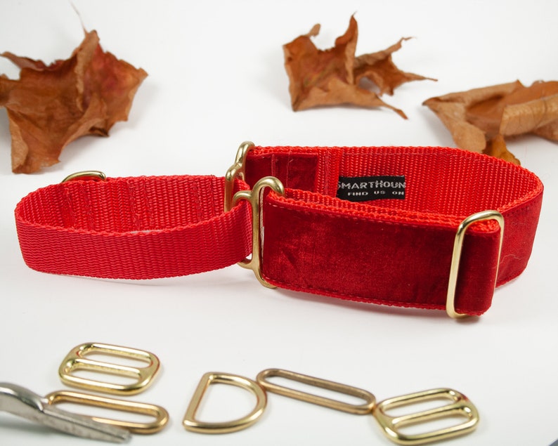 Bright RED Velvet Martingale Collar 1.5 Inch Satin Lined Etsy