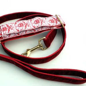 Luxury 1.5 inch wide Dog Collar.. 'DAMASK' Red and White. Sighthound. Galgo. Greyhound. Whippet. Lurcher. Saluki Poodle. Great Dane. etc., image 2