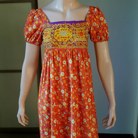 1970s Vintage Empire Waist Maxi Dress By Campus Ca