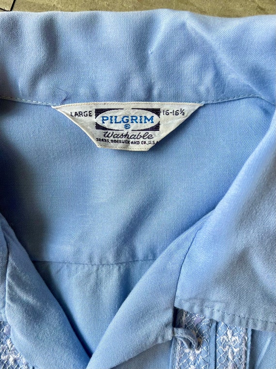 1950s vintage light blue Pilgrim soft rayon shirt… - image 6