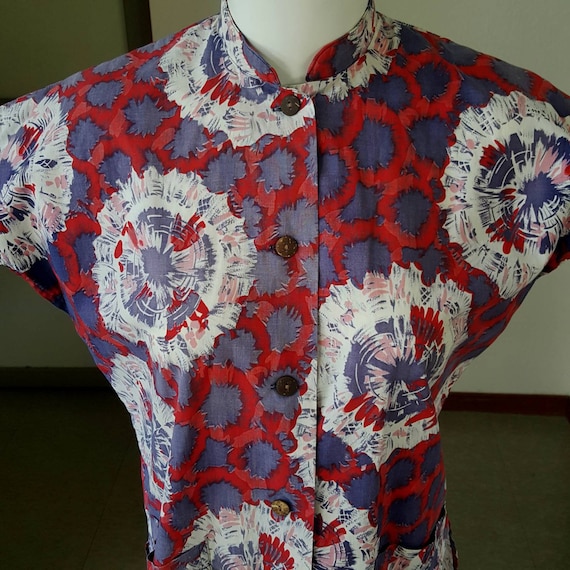 1950s Vintage Holo Holo Hawaiian Tea Timer Blouse
