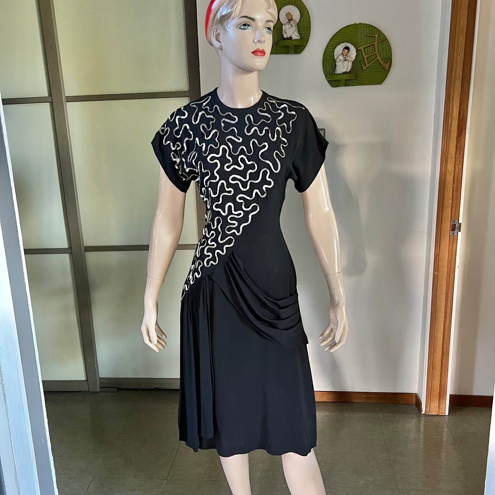 1940s Floral Rayon Crepe Dress by Rose Grastenfield | S/M