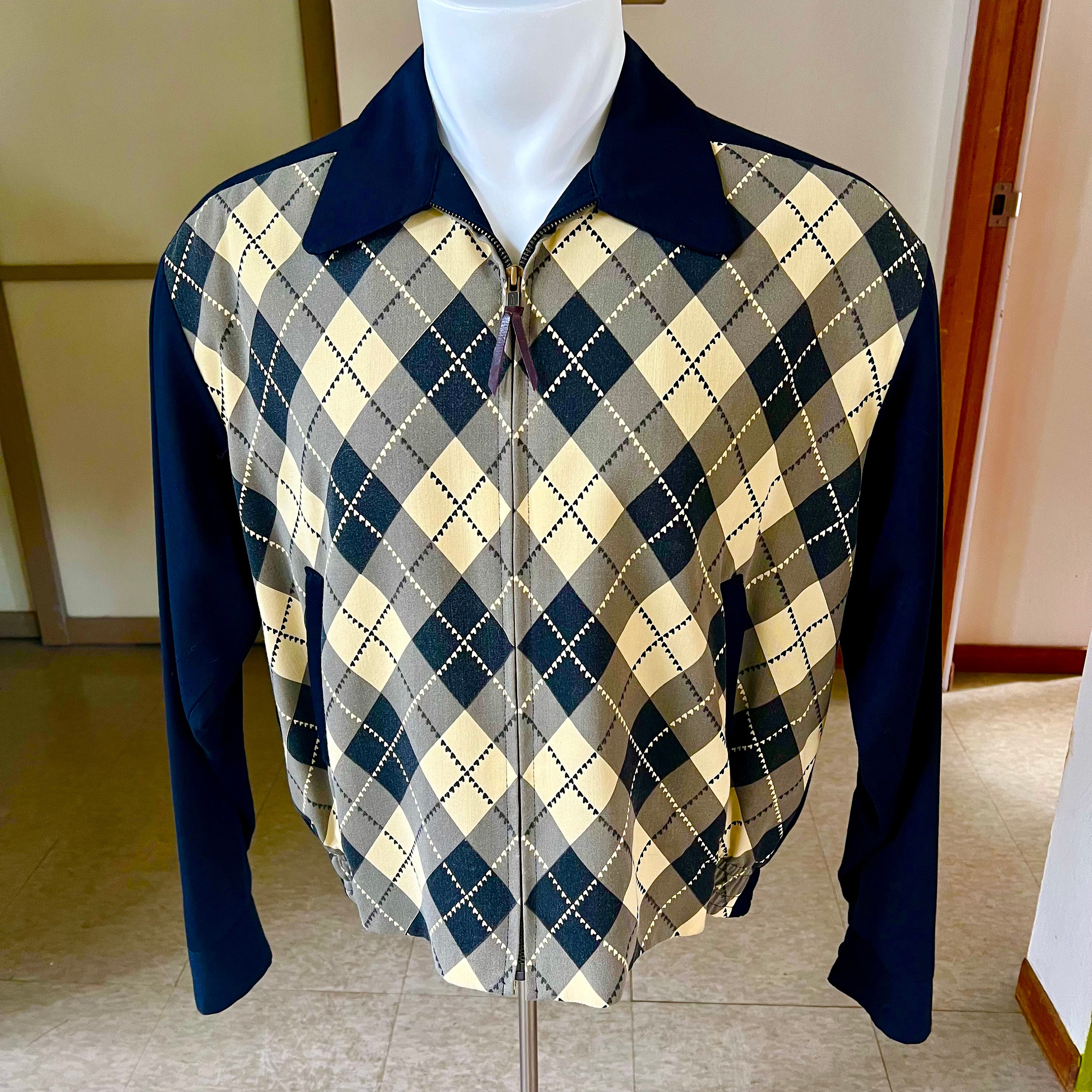Argyle zip up sweater hotsell