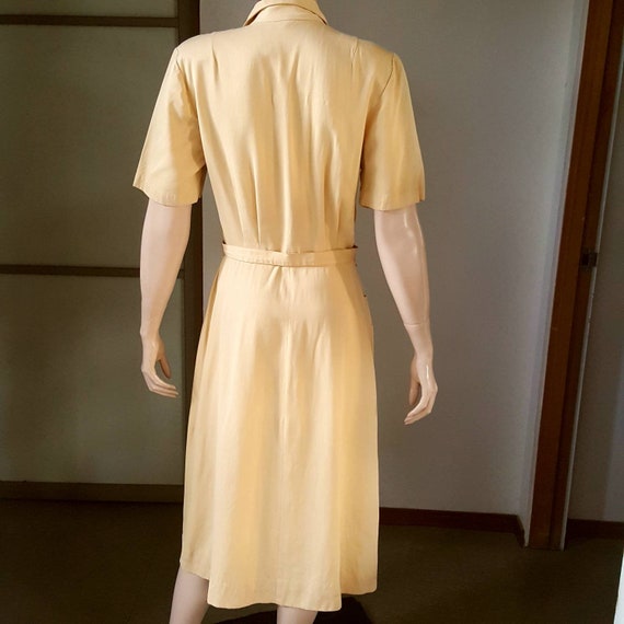 1940s vintage butter color gabardine button front… - image 6