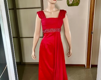 1950s or 60s vintage Parnes Feinstein chiffon and satin wiggle dress 24-25w