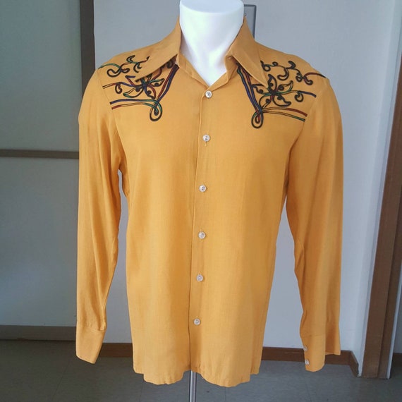 1950s vintage mens western shirt with chain stitch