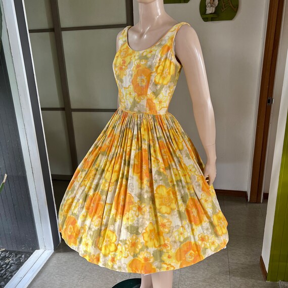 1950s or 60s Vintage Cotton Pique Floral Sun Dress 25-26W - Etsy