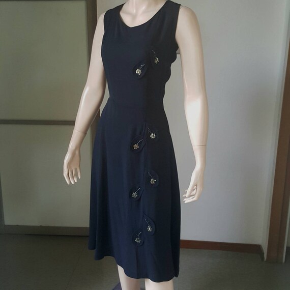 1940s Vintage Crepe Rayon Dress With Sequins Detai