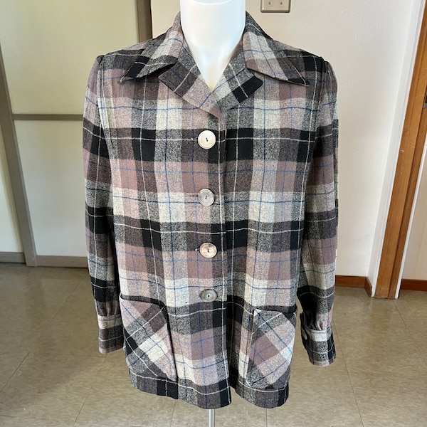 1950s vintage wool plaid Pendleton 49er shirt jacket S