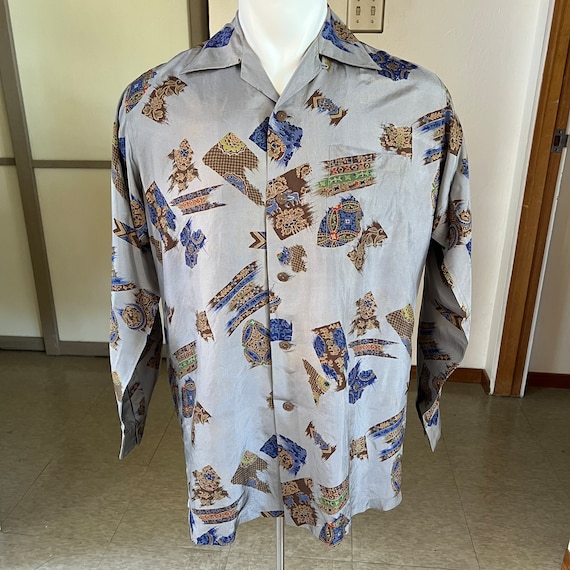 1950s vintage Cherry Blossom Waikiki silk aloha H… - image 1