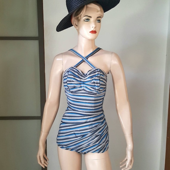Retro striped sale swimsuit
