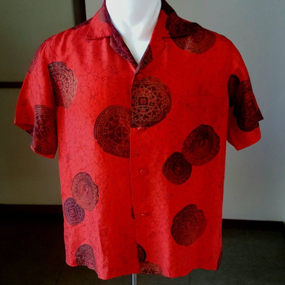 1950s Vintage Ross Sutherland silk Hawaiian shirt… - image 1