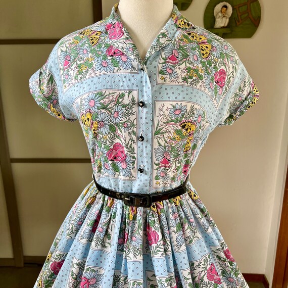 1960s vintage Vicky Vaughn butterfly print dress … - image 2