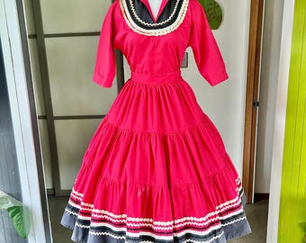 1950s vintage Georgie of Arizona red patio set dress 29-30w